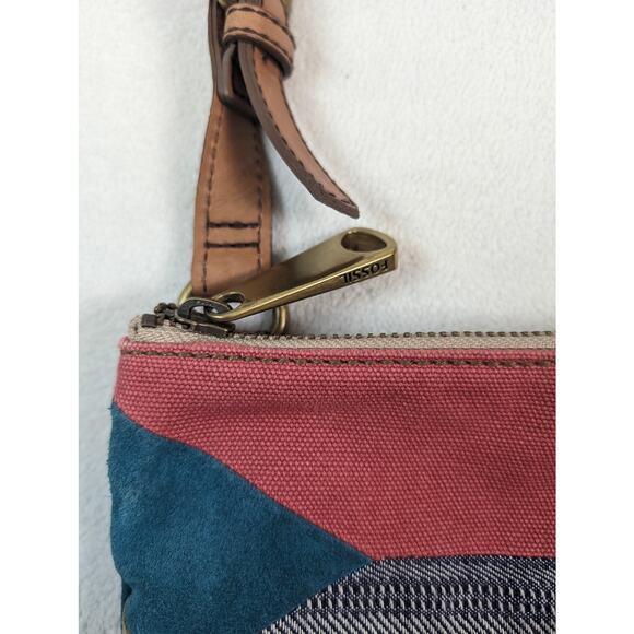 Fossil Multicolor Patchwork Suede‎ Canvas Crossbody Bag - Picture 9 of 10